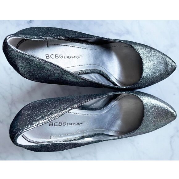 BCBG Generation Sparkly Gold Black Iridescent Platform Pumps Heels-Size 8.5/38.5 - Picture 6 of 7